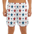 Red And Blue USA Star Pattern Print Men's Split Running Shorts