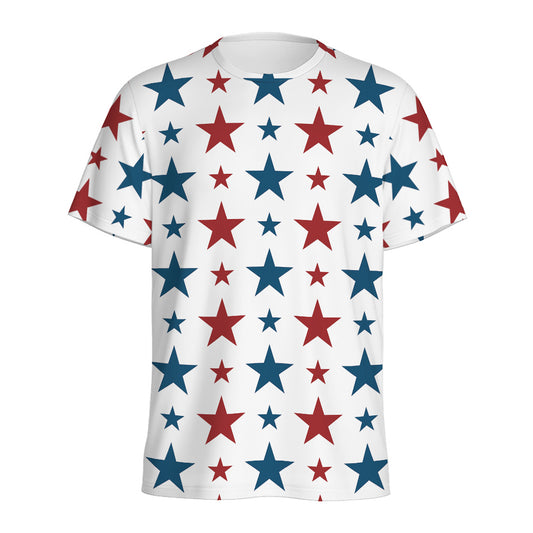 Red And Blue USA Star Pattern Print Men's Sports T-Shirt
