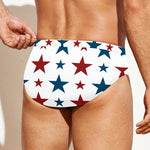 Red And Blue USA Star Pattern Print Men's Swim Briefs