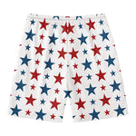 Red And Blue USA Star Pattern Print Men's Swim Trunks