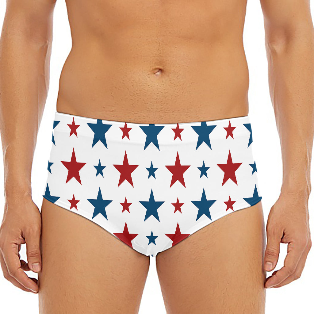 Red And Blue USA Star Pattern Print Men's Triangle Swim Briefs