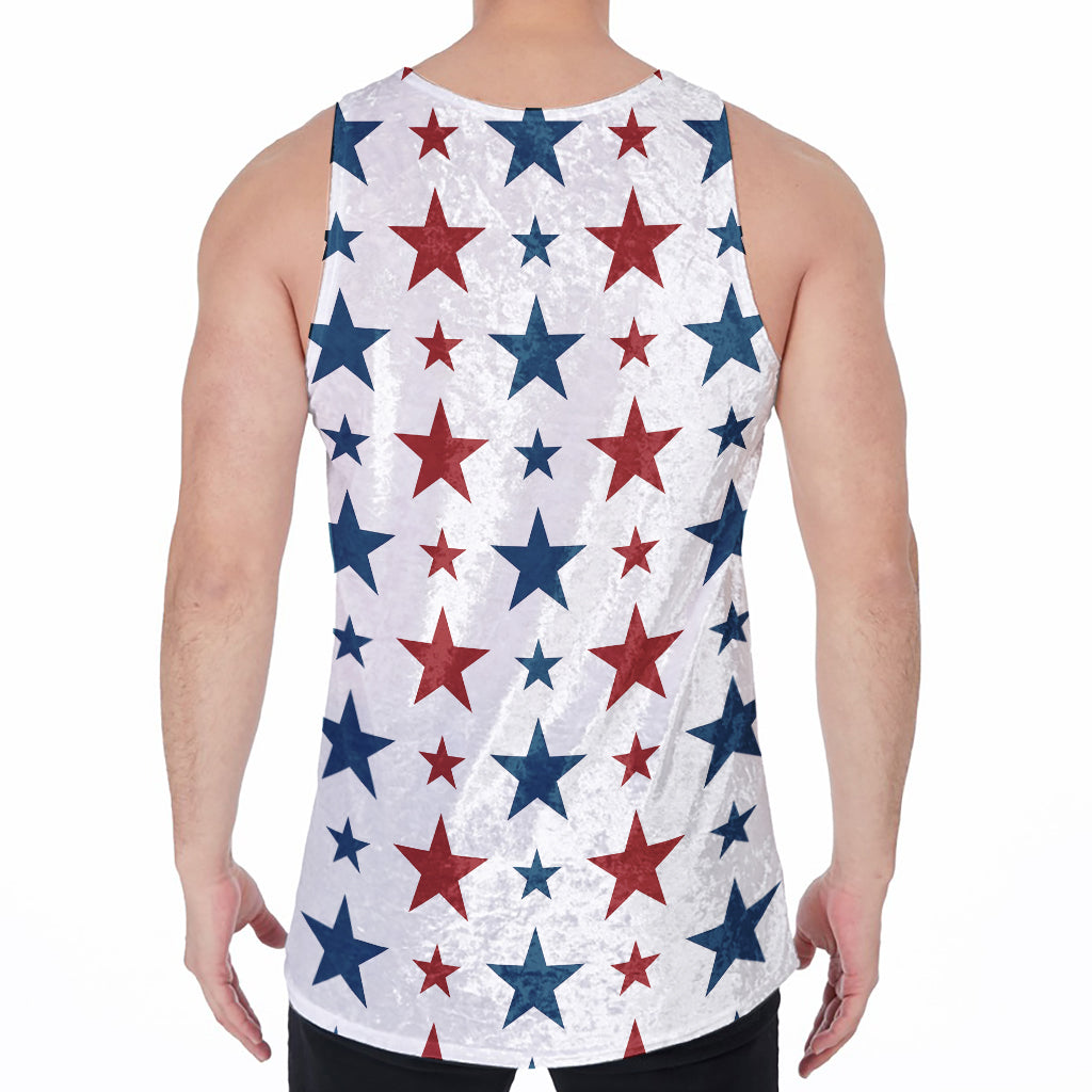 Red And Blue USA Star Pattern Print Men's Velvet Tank Top