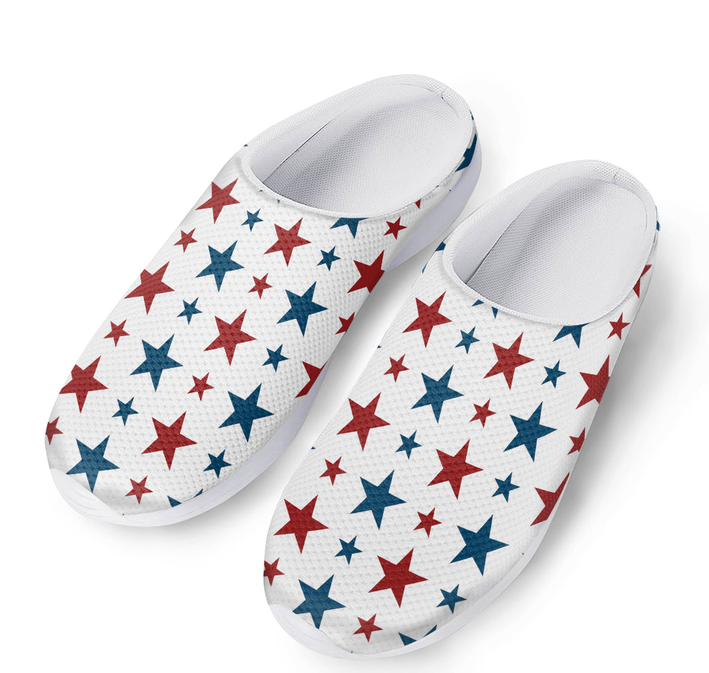 Red And Blue USA Star Pattern Print Mesh Casual Shoes