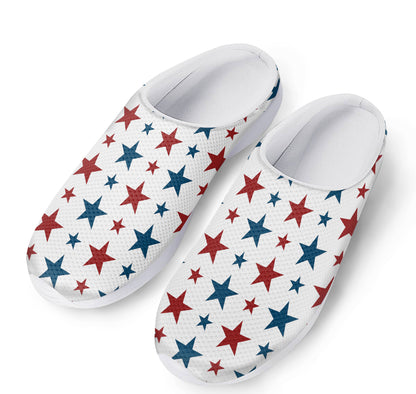 Red And Blue USA Star Pattern Print Mesh Casual Shoes