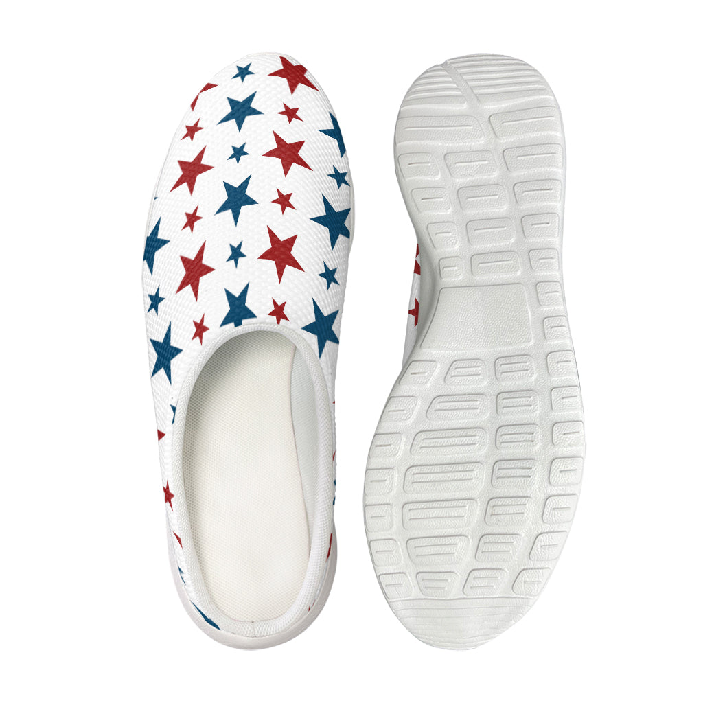 Red And Blue USA Star Pattern Print Mesh Casual Shoes