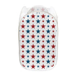 Red And Blue USA Star Pattern Print Mesh Laundry Hamper