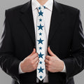 Red And Blue USA Star Pattern Print Necktie