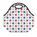 Red And Blue USA Star Pattern Print Neoprene Lunch Bag