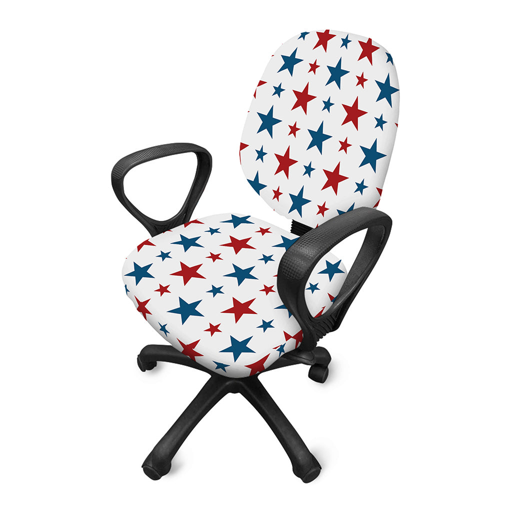 Red And Blue USA Star Pattern Print Office Chair Cover