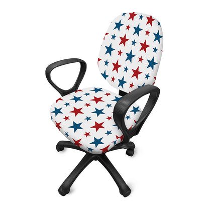 Red And Blue USA Star Pattern Print Office Chair Cover
