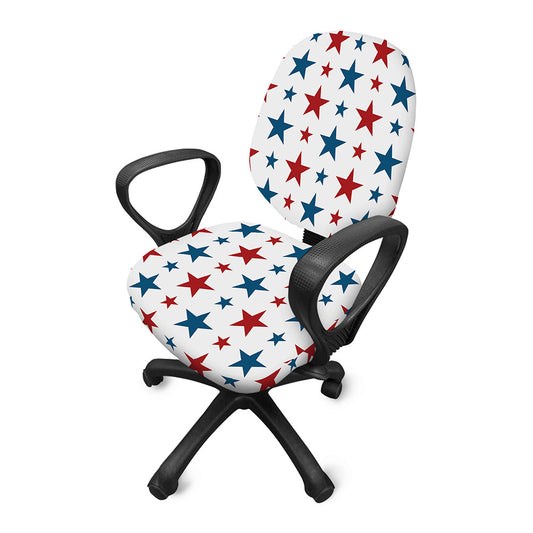 Red And Blue USA Star Pattern Print Office Chair Cover