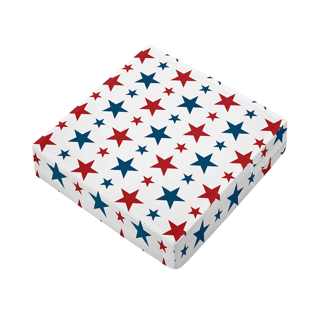 Red And Blue USA Star Pattern Print Outdoor Seat Cushion Cover