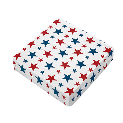 Red And Blue USA Star Pattern Print Outdoor Seat Cushion Cover