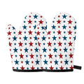 Red And Blue USA Star Pattern Print Oven Mitts