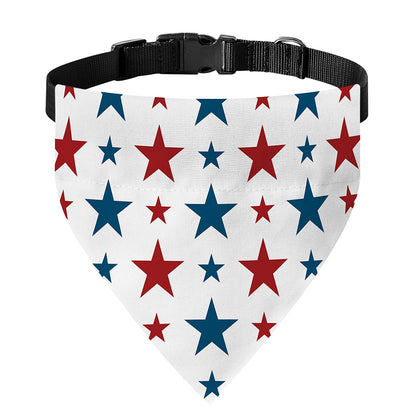 Red And Blue USA Star Pattern Print Over The Collar Dog Bandana
