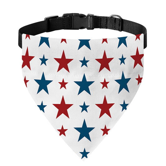 Red And Blue USA Star Pattern Print Over The Collar Dog Bandana
