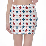 Red And Blue USA Star Pattern Print Pencil Mini Skirt