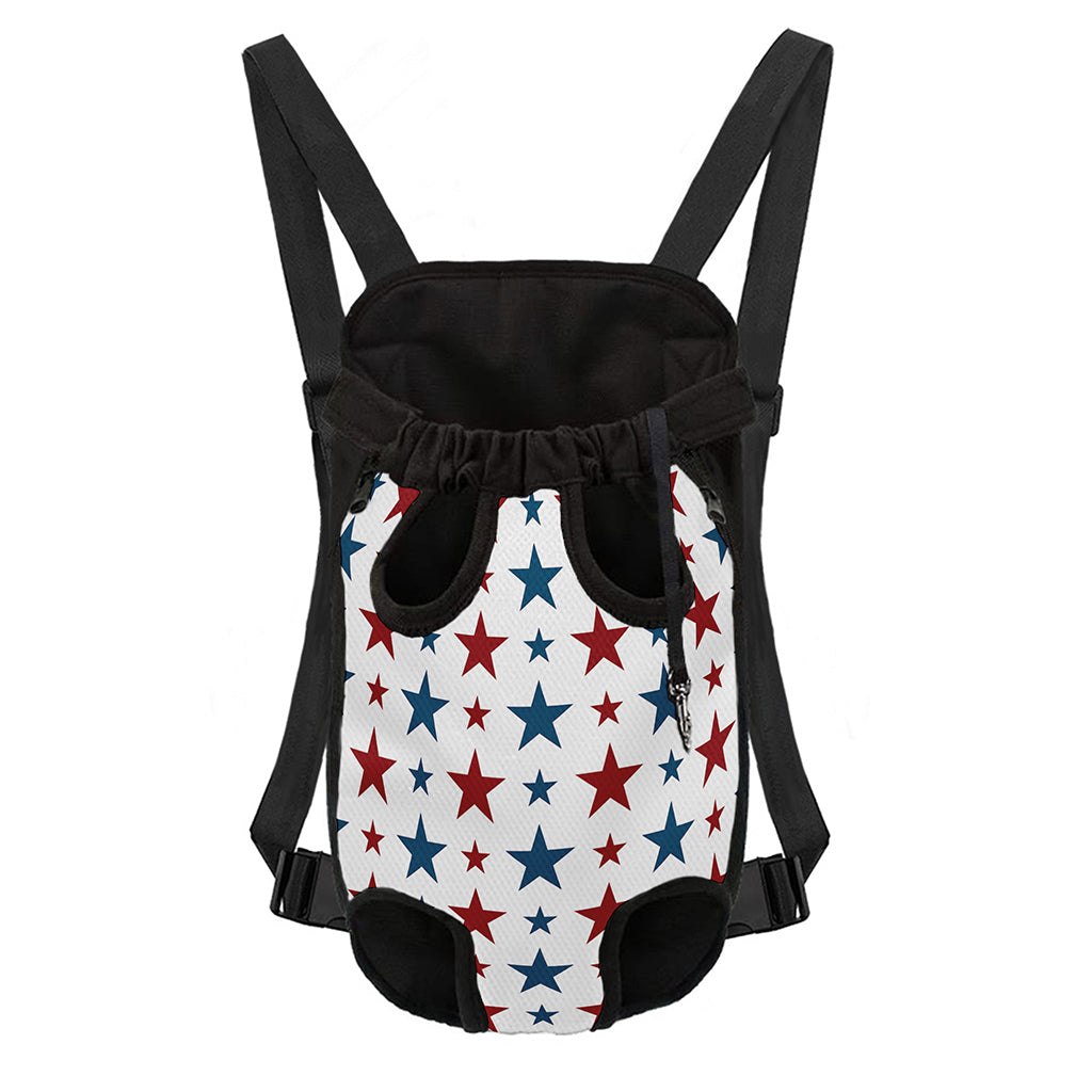 Red And Blue USA Star Pattern Print Pet Carrier Backpack