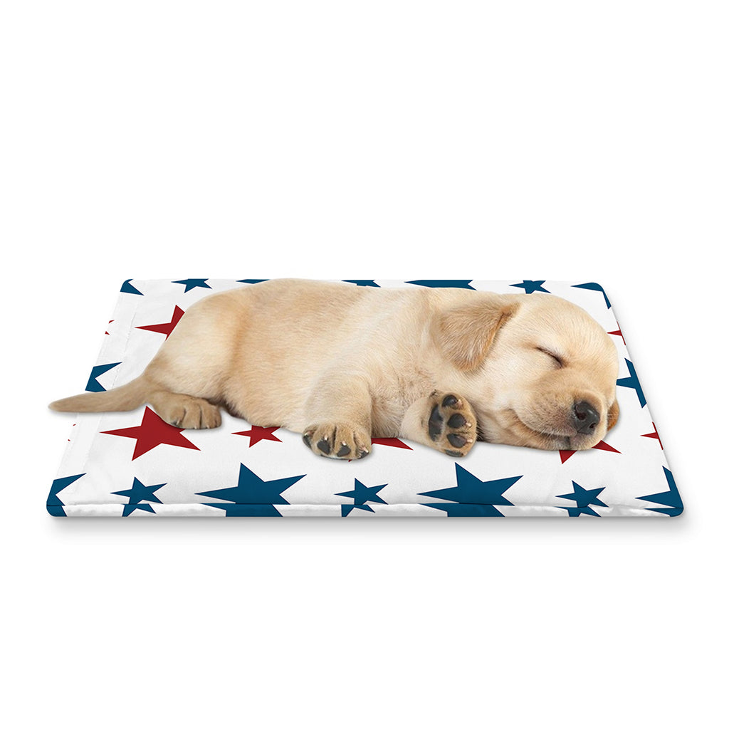 Red And Blue USA Star Pattern Print Pet Cooling Mat Cover