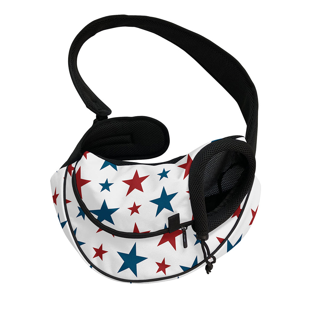 Red And Blue USA Star Pattern Print Pet Sling Carrier