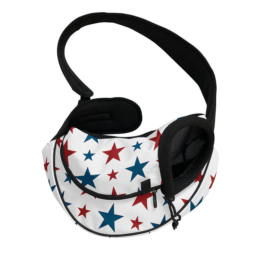 Red And Blue USA Star Pattern Print Pet Sling Carrier