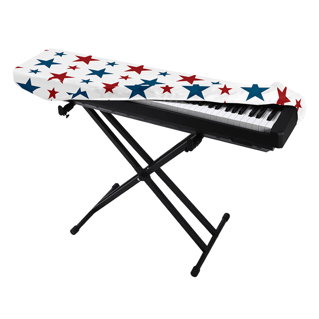 Red And Blue USA Star Pattern Print Piano Keyboard Cover
