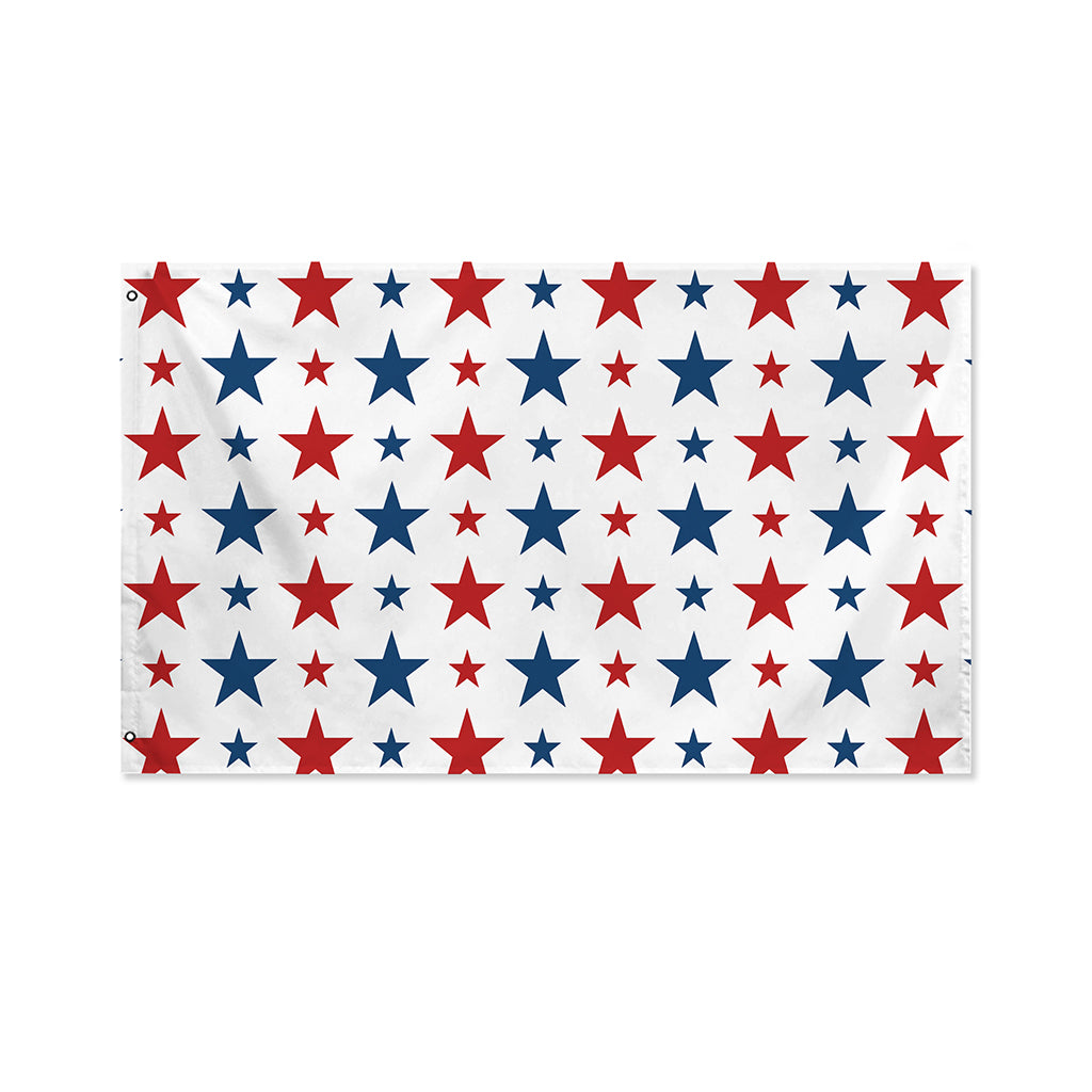 Red And Blue USA Star Pattern Print Polyester Flag