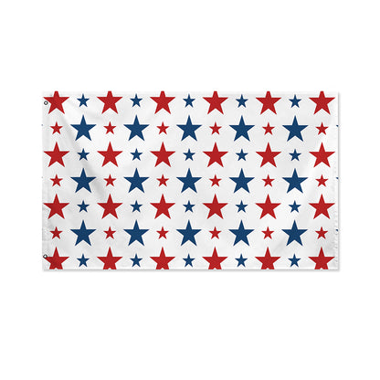 Red And Blue USA Star Pattern Print Polyester Flag