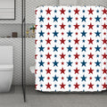 Red And Blue USA Star Pattern Print Polyester Shower Curtain