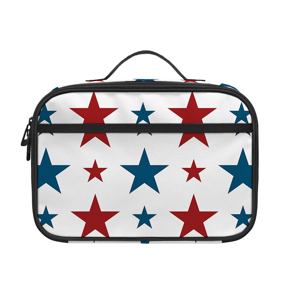 Red And Blue USA Star Pattern Print Portable Lunch Bag