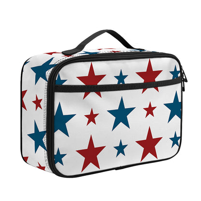 Red And Blue USA Star Pattern Print Portable Lunch Bag