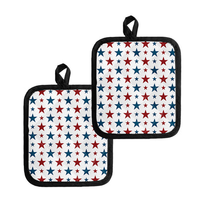 Red And Blue USA Star Pattern Print Pot Holders