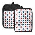 Red And Blue USA Star Pattern Print Pot Holders With Pocket