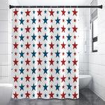 Red And Blue USA Star Pattern Print Premium Shower Curtain