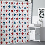 Red And Blue USA Star Pattern Print Premium Shower Curtain