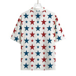 Red And Blue USA Star Pattern Print Rayon Hawaiian Shirt
