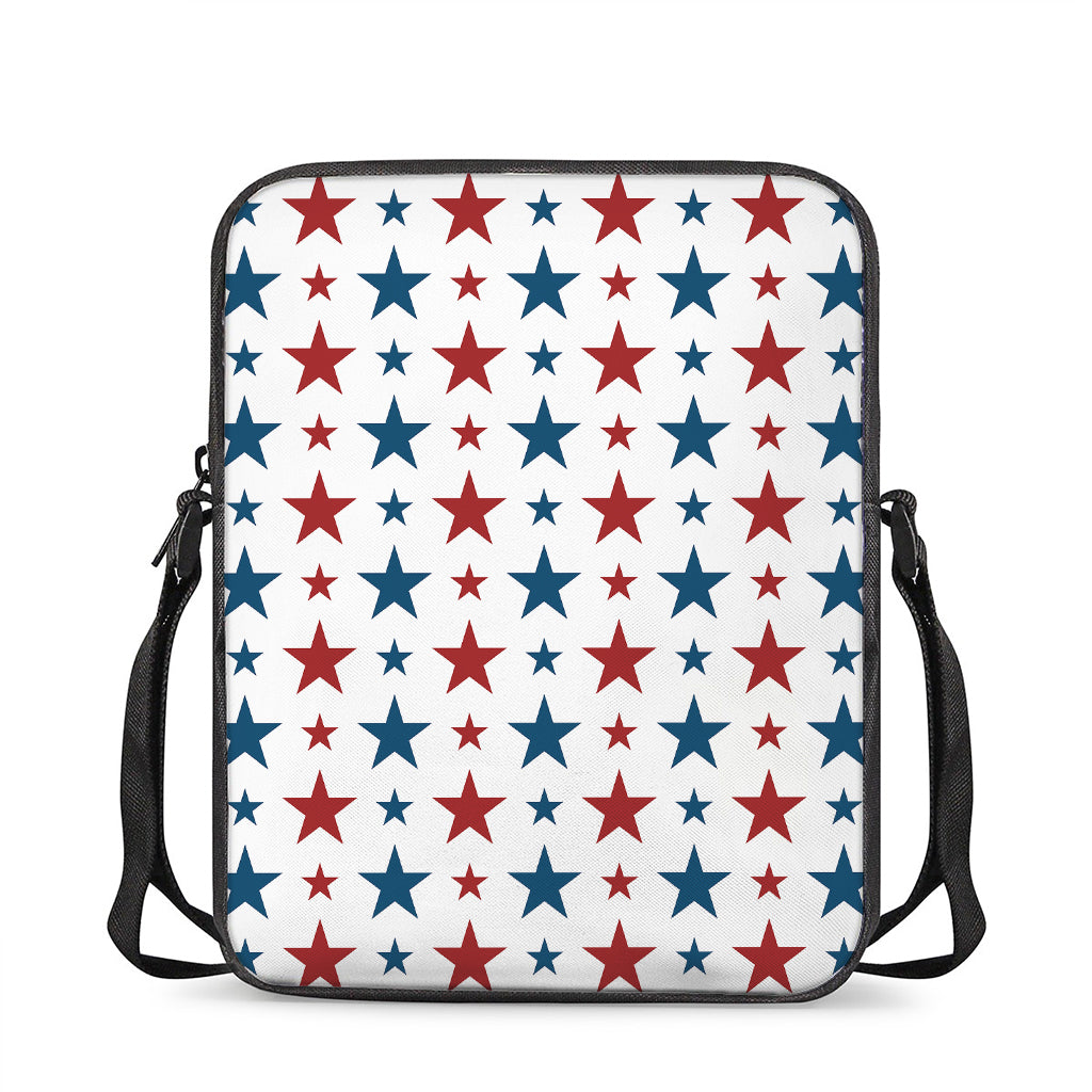 Red And Blue USA Star Pattern Print Rectangular Crossbody Bag