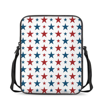Red And Blue USA Star Pattern Print Rectangular Crossbody Bag