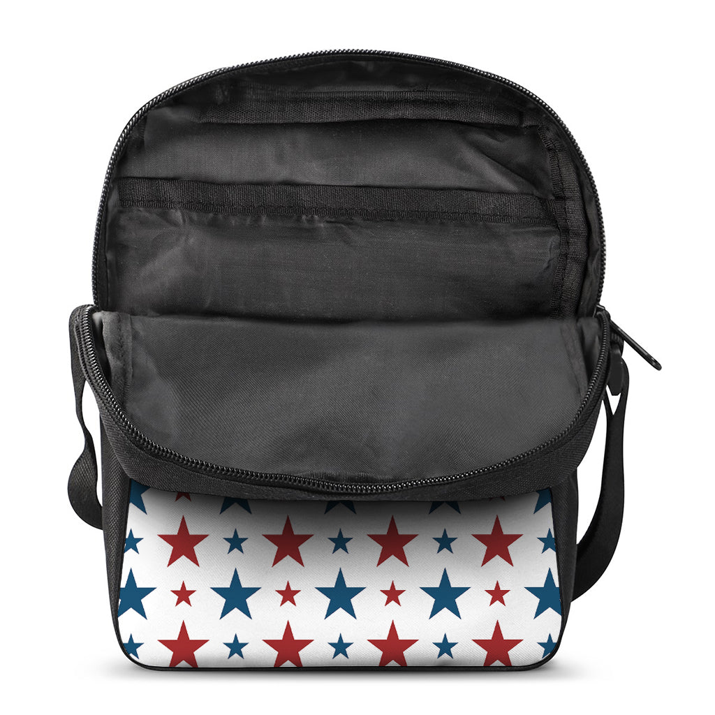 Red And Blue USA Star Pattern Print Rectangular Crossbody Bag