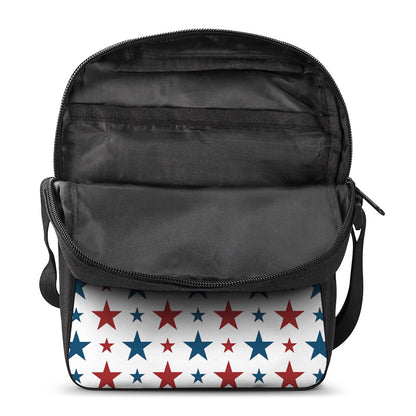 Red And Blue USA Star Pattern Print Rectangular Crossbody Bag