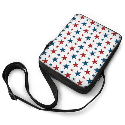 Red And Blue USA Star Pattern Print Rectangular Crossbody Bag