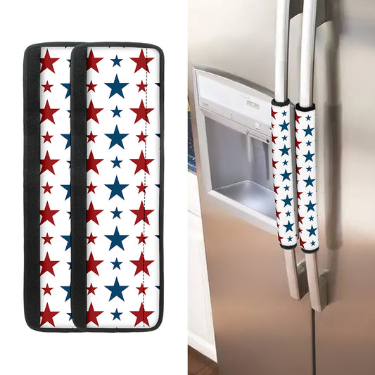 Red And Blue USA Star Pattern Print Refrigerator Handle Covers