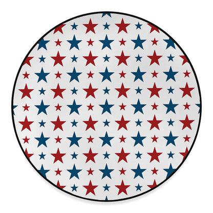 Red And Blue USA Star Pattern Print Round Floor Mat
