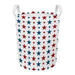 Red And Blue USA Star Pattern Print Round Laundry Basket