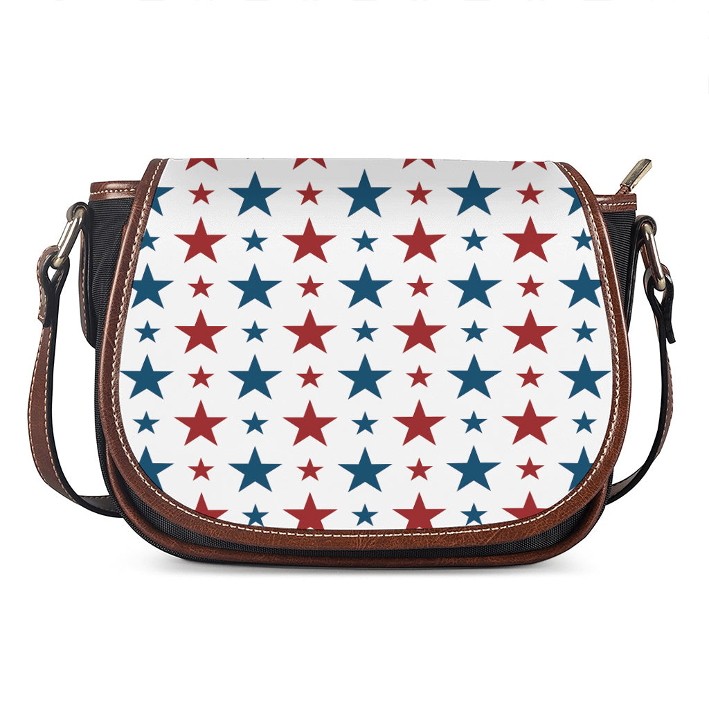 Red And Blue USA Star Pattern Print Saddle Bag