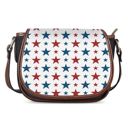 Red And Blue USA Star Pattern Print Saddle Bag
