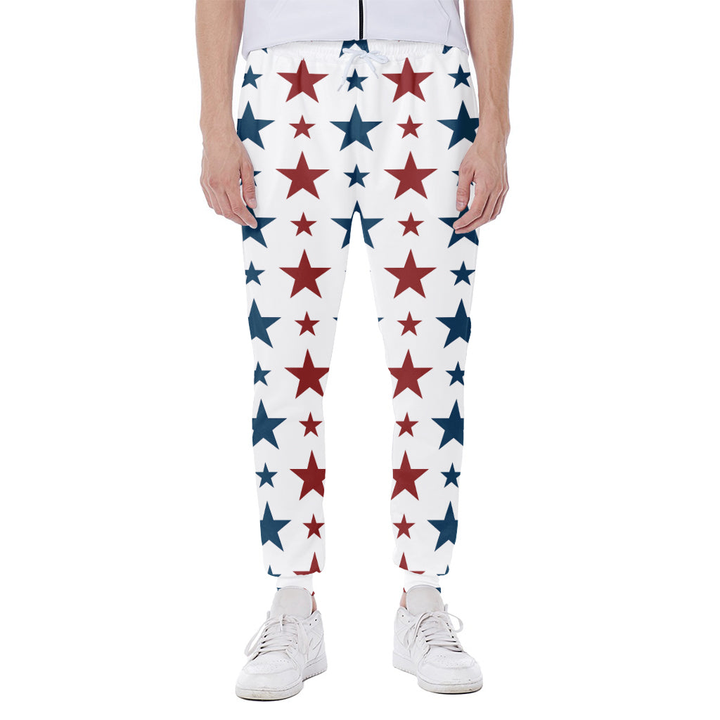 Red And Blue USA Star Pattern Print Scuba Joggers