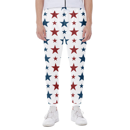 Red And Blue USA Star Pattern Print Scuba Joggers