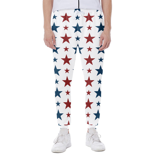 Red And Blue USA Star Pattern Print Scuba Joggers
