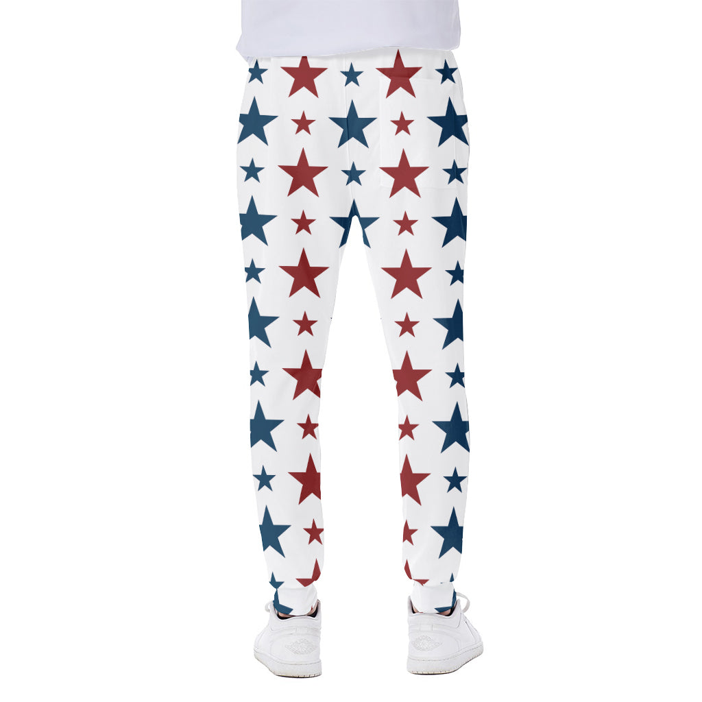 Red And Blue USA Star Pattern Print Scuba Joggers
